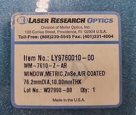 Laser Research Optics Wm-7610-z-ar Znse Lens Ly9760010-00 76.2mmdia 10.00mmthk
