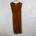 Space Down The Line Cover Up Dress Womens Brown Twist Front Plunge Maxi. Fixed Price $33.15.