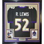 Framed Facsimile Autographed Ray Lewis 33X42 Black Reprint Laser Jersey. Fixed Price $374.99.