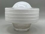 Glass Ceiling Globe Lens Fixture Mid Century Modern Ribbed Tiered Round. Fixed Price $31.95.