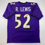 Facsimile Autographed Ray Lewis Baltimore Purple Reprint Laser Football Jer. Fixed Price $118.99.