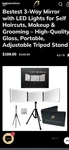 Bestest 3 Way Mirror With Tripod For Self Hair Cutting And Make Up Full Led. Fixed Price $99.99.
