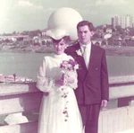Vintage Color Photo Bride Groom Wedding Belgrade Branko's Bridge Sphere Lamp. Fixed Price $18.50.