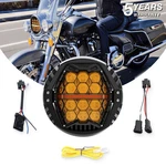 7IN Halo Led Headlight Yellow Len Hi-low Beam For Harley Electra Glide Road King. Fixed Price $118.99.