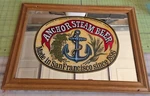 Vintage Anchor Steam Beer Glass Framed Mirror 15" X 21" Made San Francisco Ca. Fixed Price $95.00.