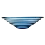 Mid Century Modern Blue Pressed Glass Ripple Lens Centerpiece Bowl Heavy Mcm. Fixed Price $69.00.