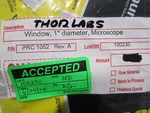 Thorlabs PRC-1052 Rev. / Edmund Optics High Ar 1" Microscope Window. Fixed Price $9.95.