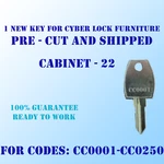CC0001-CC0250. Replacement Key For Cyber Furniture Locks. Cut To Your Code.. Fixed Price $10.29.