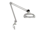 WAL025968 Luxo Wave Led Magnifier, 45" Arm, 3.5-D Lens & Edge Clamp, Light Grey. Fixed Price $551.91.